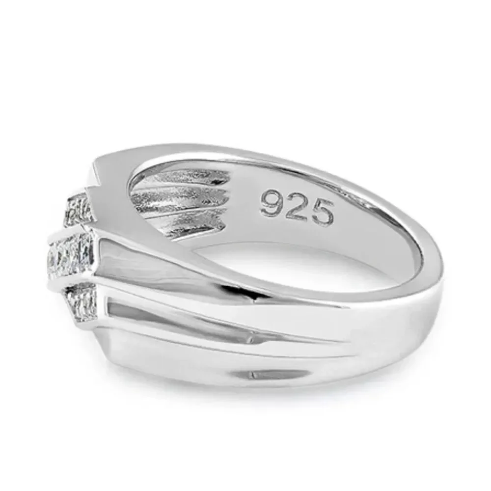 Sterling Silver Men's CZ Ring New